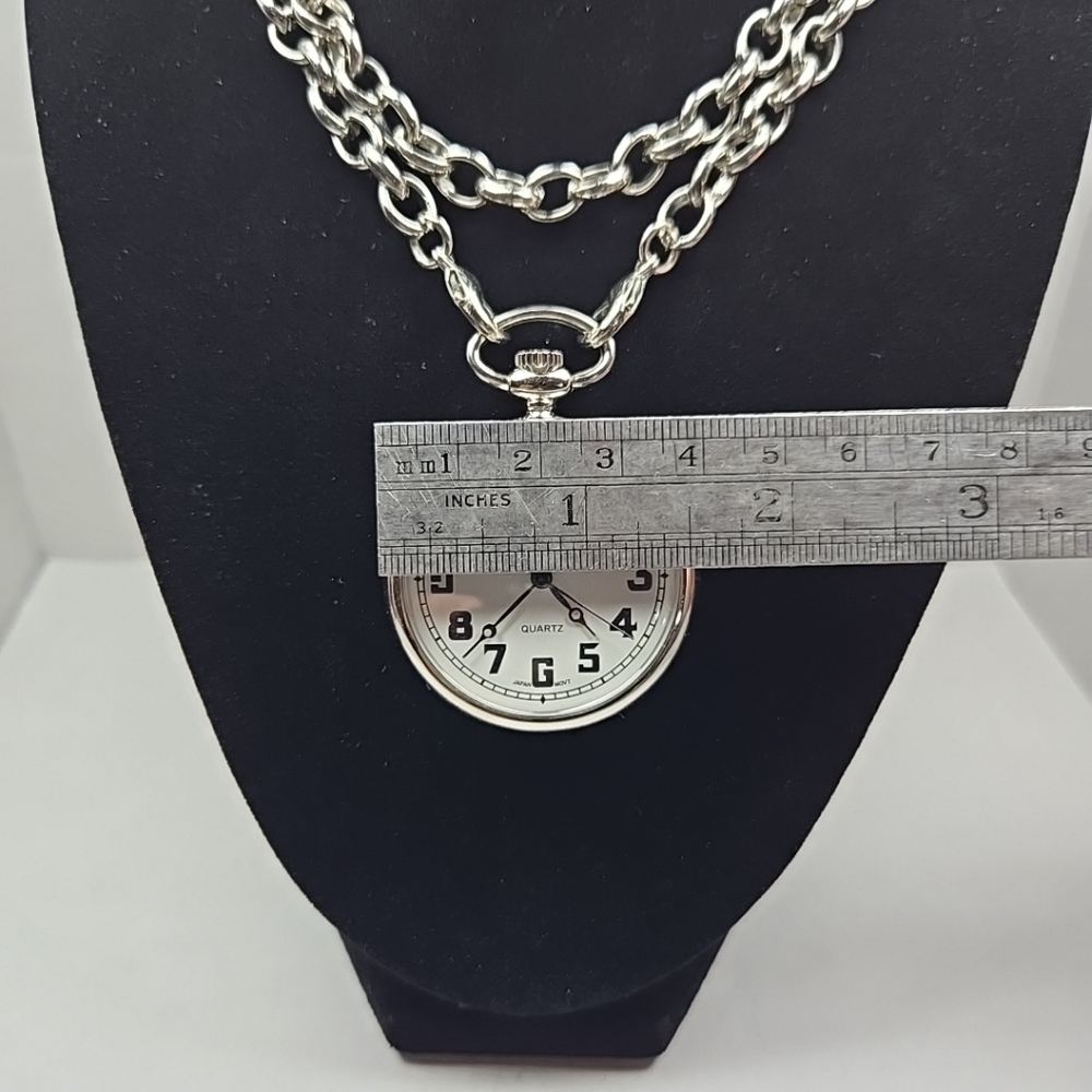 TOKYObay Pocket Watch Silver Tone New Battery Jeans Pants Suit Chain Necklace - Picture 6 of 12